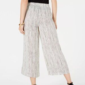 Eileen Fisher Silk Pinstripe Crop Wide Leg Pants L White/Black Worn Once